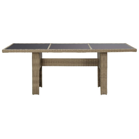 vidaXL Tuintafel 200x100x74 cm glas en poly rattan bruin afbeelding2 - 1