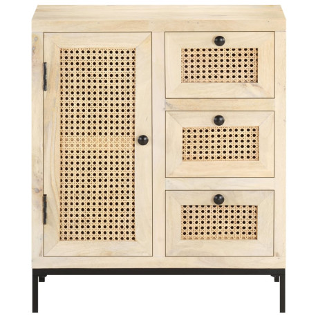 vidaXL Dressoir 60x35x70 cm massief mangohout en natuurlijk riet afbeelding2 - 1