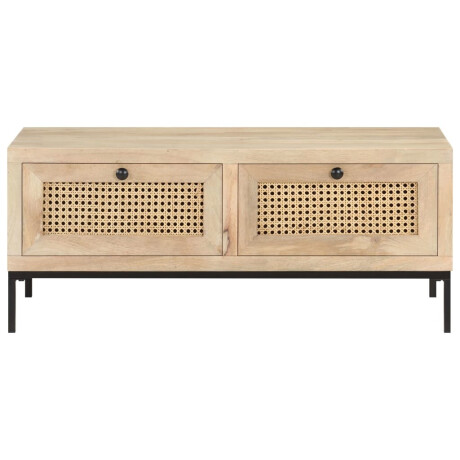 vidaXL Salontafel 90x50x37 cm massief mangohout en natuurlijk riet afbeelding2 - 1