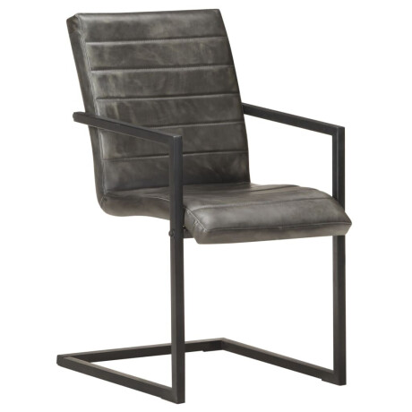 vidaXL Eetkamerstoelen 2 st echt leer grijs afbeelding2 - 1