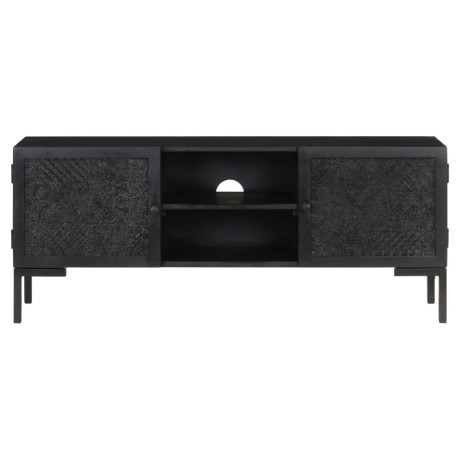 vidaXL Tv-meubel 115x30x46 cm massief mangohout zwart afbeelding2 - 1