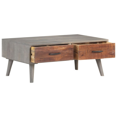 vidaXL Salontafel 100x60x40 cm massief ruw mangohout grijs afbeelding2 - 1