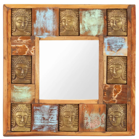 vidaXL Spiegel boeddha 50x50 cm massief gerecycled hout afbeelding2 - 1