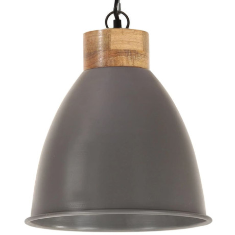 vidaXL Hanglamp industrieel E27 35 cm ijzer en massief hout grijs afbeelding2 - 1