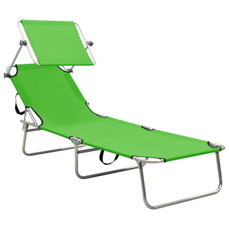 vidaXL Ligbed inklapbaar met luifel aluminium groen afbeelding2 - 1