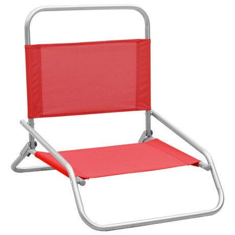 vidaXL Strandstoelen 2 st inklapbaar stof rood afbeelding2 - 1