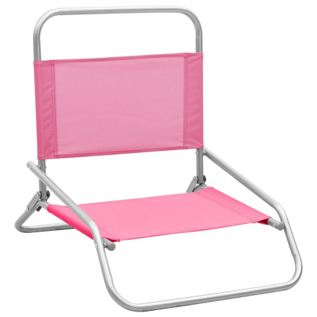 vidaXL Strandstoelen 2 st inklapbaar stof roze afbeelding2 - 1