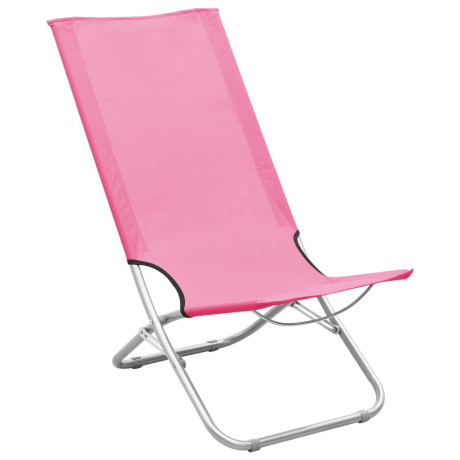 vidaXL Strandstoelen 2 st inklapbaar stof roze afbeelding2 - 1