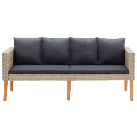 vidaXL Tuinbank 2-zits met kussens poly rattan beige afbeelding2 - 1