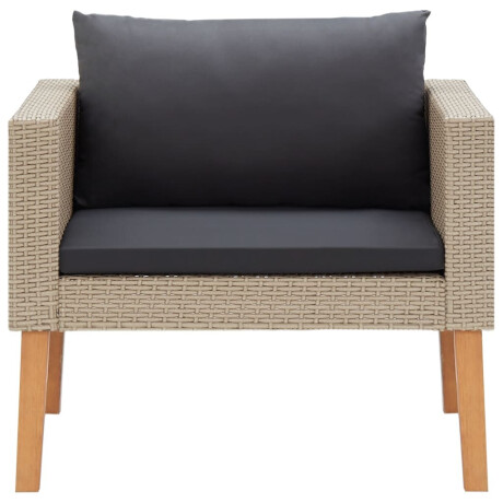 vidaXL Tuinbank eenzits met kussens poly rattan beige afbeelding2 - 1