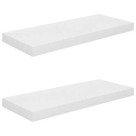 vidaXL Wandschappen zwevend 2 st 60x23,5x3,8 cm MDF hoogglans wit afbeelding2 - 1
