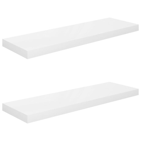vidaXL Wandschappen zwevend 2 st 80x23,5x3,8 cm MDF hoogglans wit afbeelding2 - 1