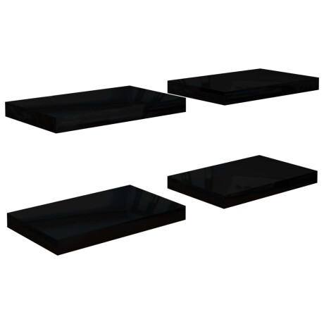 vidaXL Wandschappen zwevend 4 st 40x23x3,8 cm MDF hoogglans zwart afbeelding2 - 1