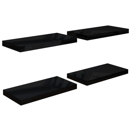vidaXL Wandschappen zwevend 4 st 50x23x3,8 cm MDF hoogglans zwart afbeelding2 - 1