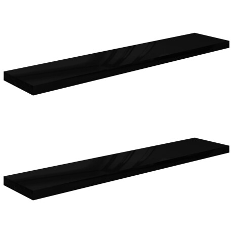vidaXL Wandschappen zwevend 2 st 120x23,5x3,8 cm MDF hoogglans zwart afbeelding2 - 1