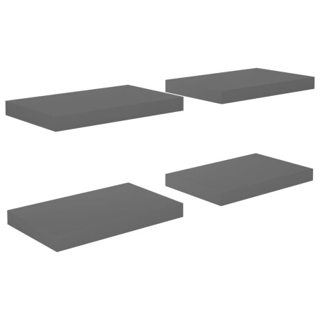 vidaXL Wandschappen zwevend 4 st 40x23x3,8 cm MDF hoogglans grijs afbeelding2 - 1