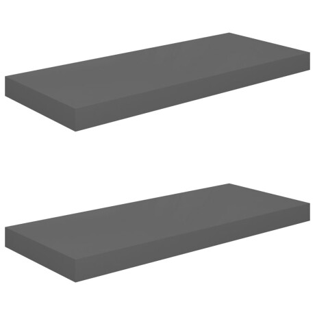 vidaXL Wandschappen zwevend 2 st 60x23,5x3,8 cm MDF hoogglans grijs afbeelding2 - 1