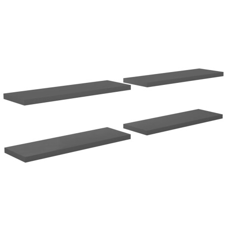 vidaXL Wandschappen zwevend 4 st 120x23,5x3,8 cm MDF hoogglans grijs afbeelding2 - 1