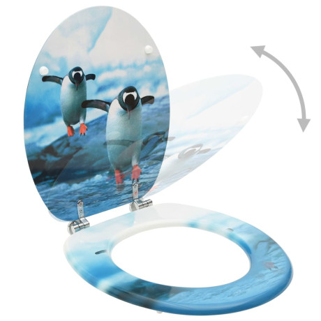 vidaXL Toiletbrillen met deksel 2 st pinguïn MDF afbeelding2 - 1