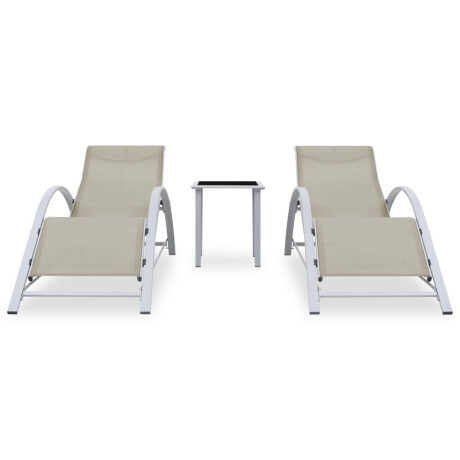 vidaXL Ligbedden 2 st met tafel aluminium crèmekleurig afbeelding2 - 1