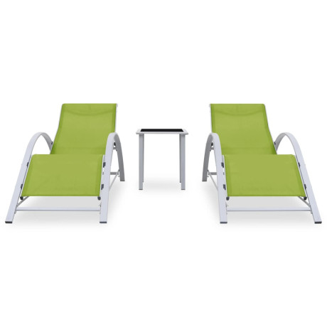 vidaXL Ligbedden 2 st met tafel aluminium groen afbeelding2 - 1