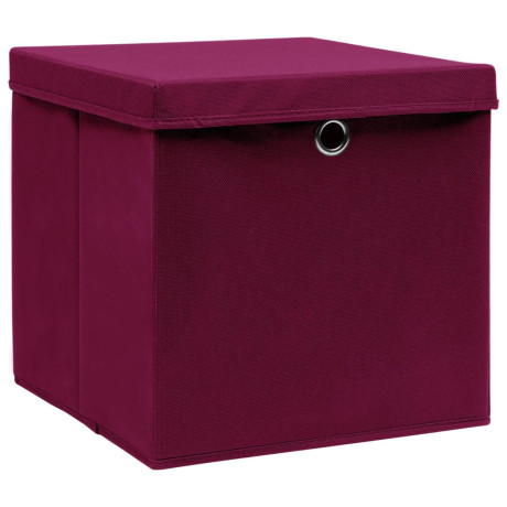 vidaXL Opbergboxen met deksel 4 st 28x28x28 cm donkerrood afbeelding2 - 1