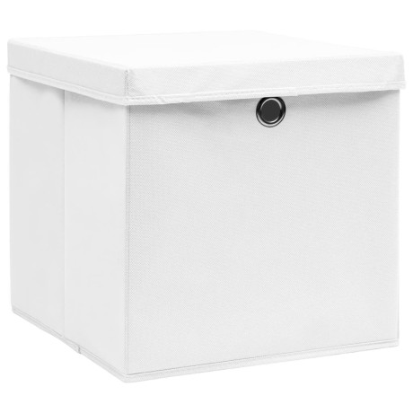 vidaXL Opbergboxen met deksel 10 st 28x28x28 cm wit afbeelding2 - 1