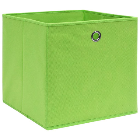 vidaXL Opbergboxen 4 st 28x28x28 cm nonwoven stof groen afbeelding2 - 1