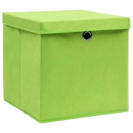 vidaXL Opbergboxen met deksel 4 st 28x28x28 cm groen afbeelding2 - 1