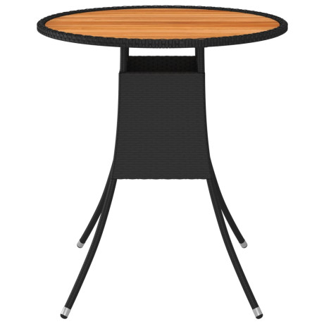 vidaXL Tuintafel Ø70 cm poly rattan en massief acaciahout zwart afbeelding2 - 1