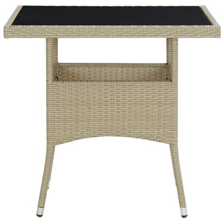 vidaXL Tuintafel poly rattan en glas beige afbeelding2 - 1