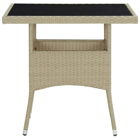 vidaXL Tuintafel poly rattan en glas beige afbeelding2 - 1