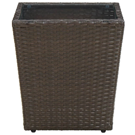 vidaXL Salontafel 41,5x41,5x44 cm poly rattan en gehard glas bruin afbeelding2 - 1