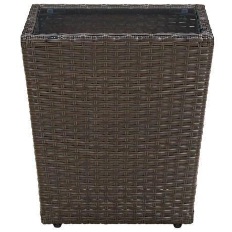 vidaXL Salontafel 41,5x41,5x44 cm poly rattan en gehard glas bruin afbeelding2 - 1