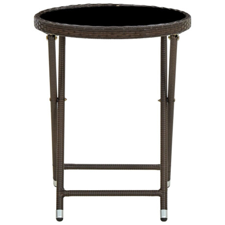 vidaXL Salontafel 60 cm poly rattan en gehard glas bruin afbeelding2 - 1