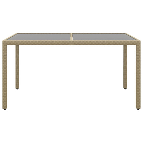 vidaXL Tuintafel 150x90x75 cm gehard glas en poly rattan beige afbeelding2 - 1