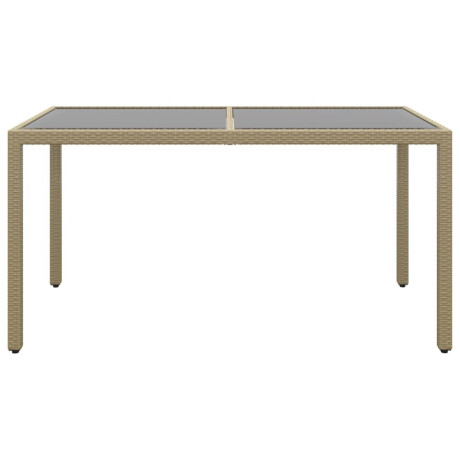 vidaXL Tuintafel 150x90x75 cm gehard glas en poly rattan beige afbeelding2 - 1