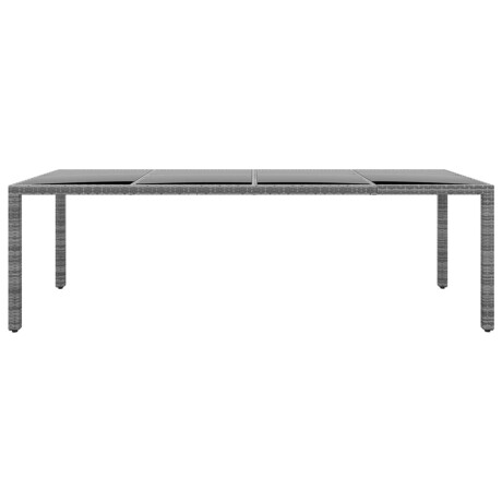 vidaXL Tuintafel 250x100x75 cm gehard glas en poly rattan grijs afbeelding2 - 1