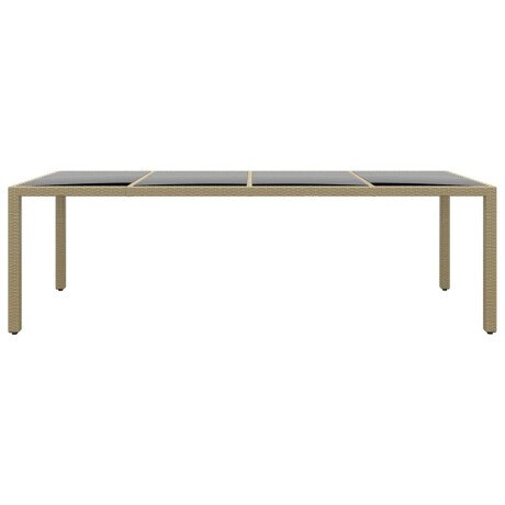 vidaXL Tuintafel met glazen blad poly rattan beige afbeelding2 - 1