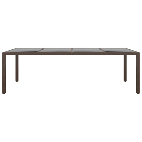 vidaXL Tuintafel met glazen blad poly rattan bruin afbeelding2 - 1