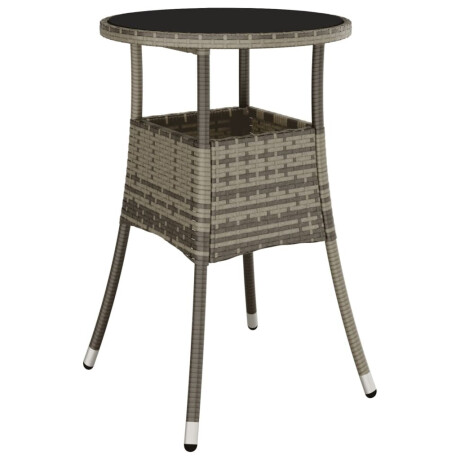 vidaXL Tuintafel Ø60x75 cm gehard glas en poly rattan grijs afbeelding2 - 1
