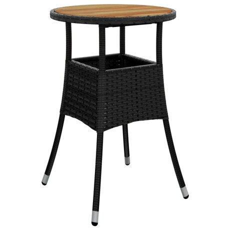 vidaXL Tuintafel Ø60x75 cm acaciahout en poly rattan zwart afbeelding2 - 1