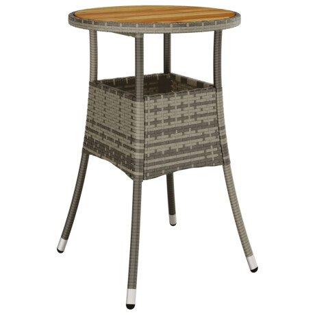 vidaXL Tuintafel Ø60x75 cm acaciahout en poly rattan grijs afbeelding2 - 1