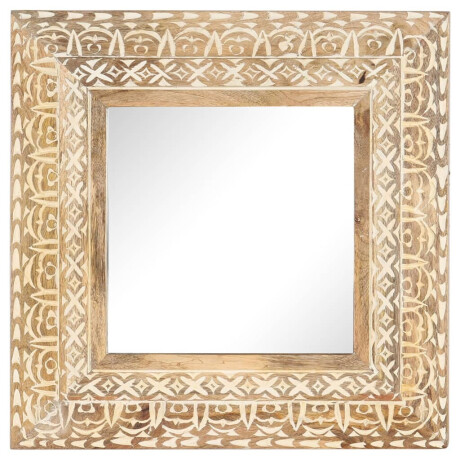 vidaXL Spiegel handgesneden 50x50x2,6 cm massief mangohout afbeelding2 - 1