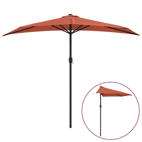 vidaXL Balkonparasol half met aluminium paal 270x144x222 cm terracotta afbeelding2 - 1