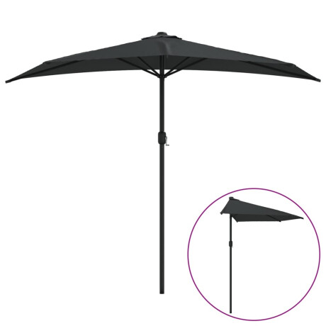 vidaXL Balkonparasol half met aluminium paal 270x144x222 cm zwart afbeelding2 - 1