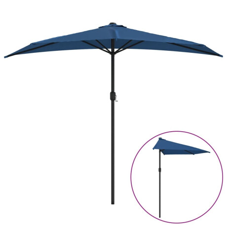 vidaXL Balkonparasol half met aluminium paal 270x144x222 cm blauw afbeelding2 - 1