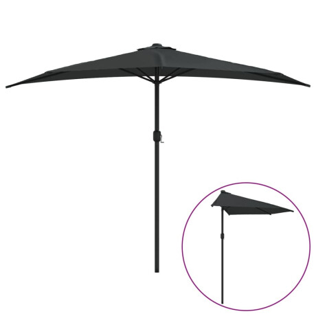 vidaXL Balkonparasol half met aluminium paal 300x155x223 cm zwart afbeelding2 - 1