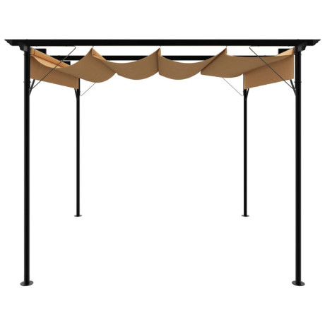 vidaXL Pergola met uittrekbaar dak 180 g/m² 3x3 m staal taupe afbeelding2 - 1