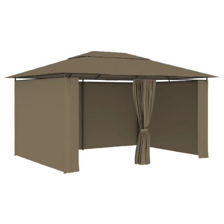 vidaXL Tuinpaviljoen met gordijnen 180 g/m² 4x3 m taupe afbeelding2 - 1